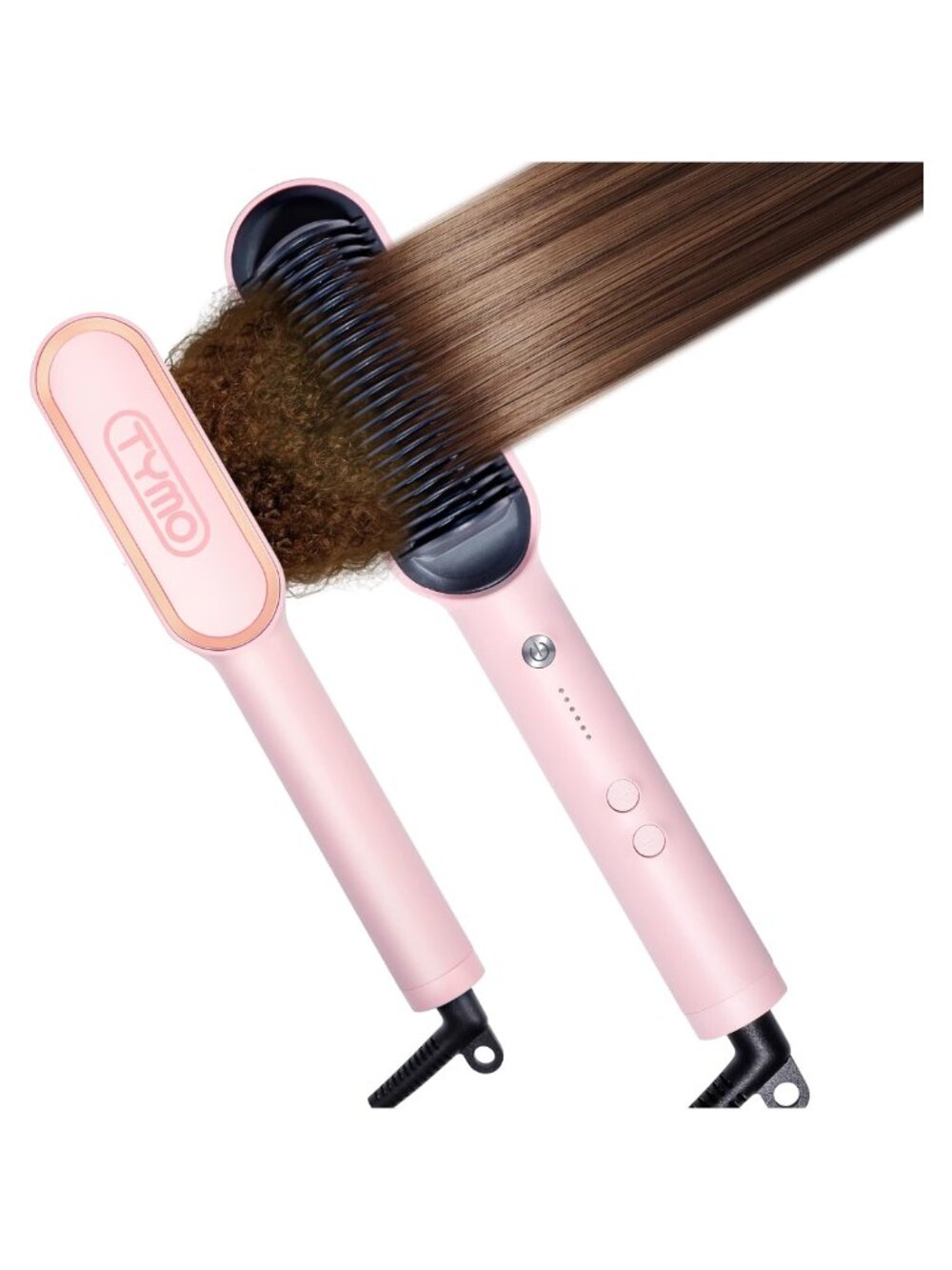 2-in-1 Hair Straightener Brush Ionic Ceramic Anti-Scald Auto-Off